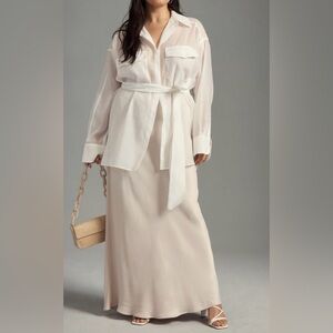 Anthropologie white transparent blouse